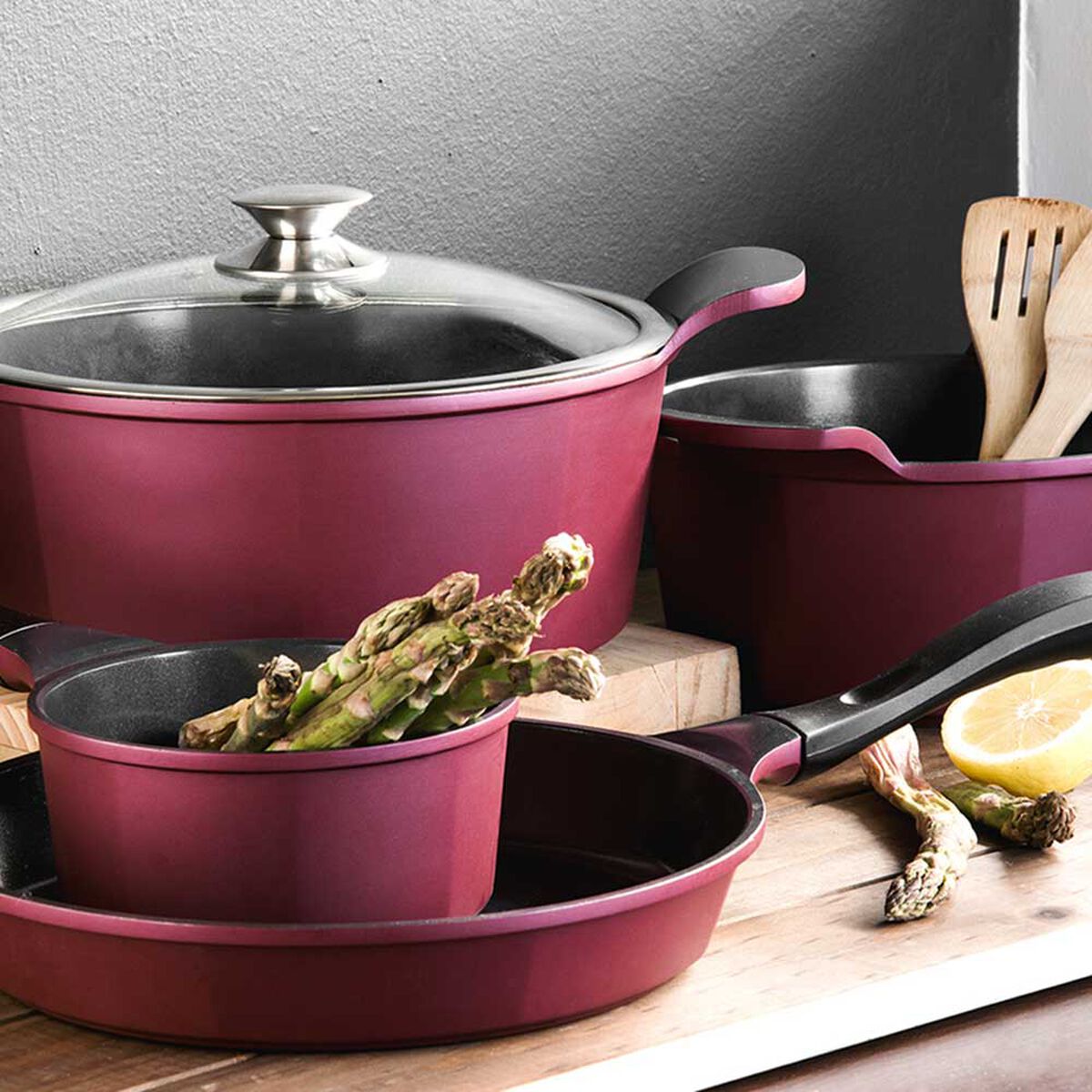 Baterías de Cocina Cerámica Kitchenware Cerámica Burdeo 10 Piezas