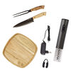 Set Parrillero Wayu Juego de Cuchillos + Plato de Madera + Sacacorchos Eléctrico