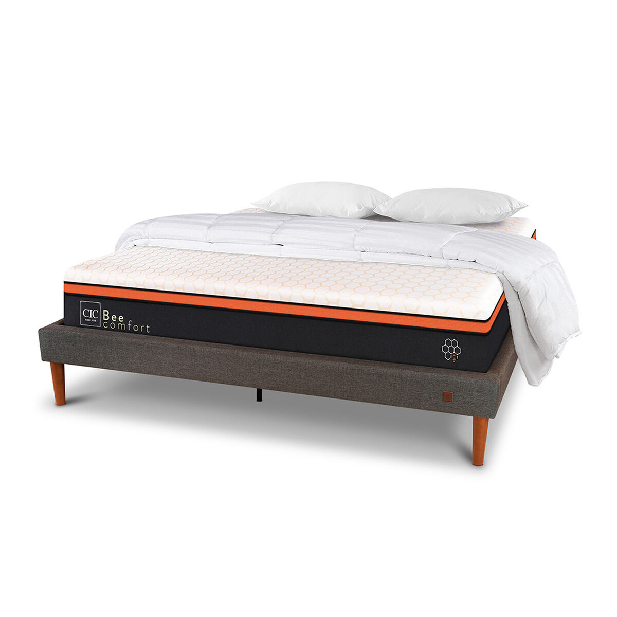 Cama Europea CIC 2 Plazas Bee Comfort + Almohadas + Plum&oacute;n