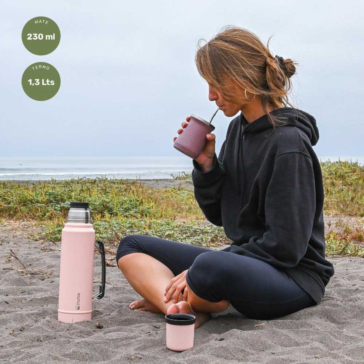Termo para Líquido Lhotse Classic 1,3 Litros + Mate Rosa