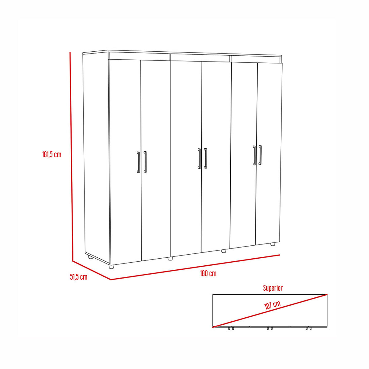 Clóset TuHome Amatista 6 Puertas 2 Cajones