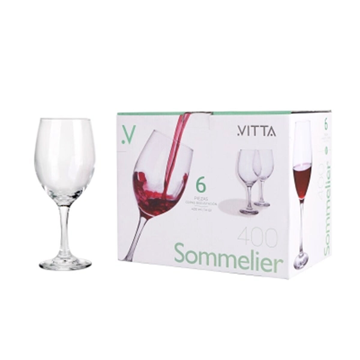 Set 6 Copas Vino Sommelier + 6 Vasos Long 334 ml Lennox + 6 Vasos 190 ml Lennox Vitta