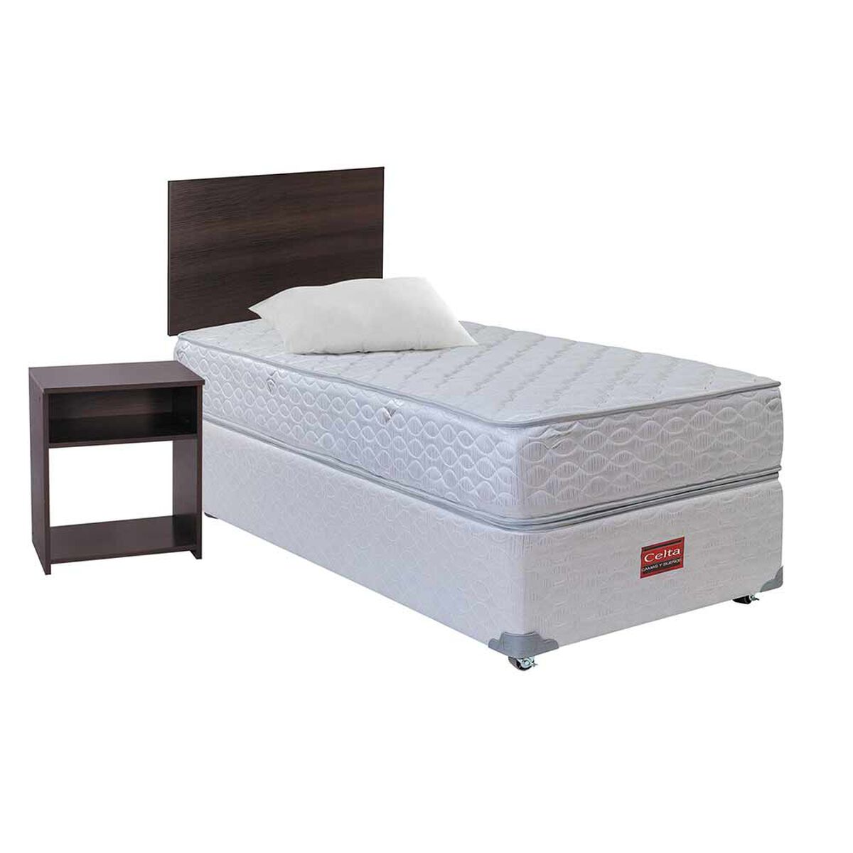 Cama Americana 1 Plaza Atlantis + Respaldo + Almohada