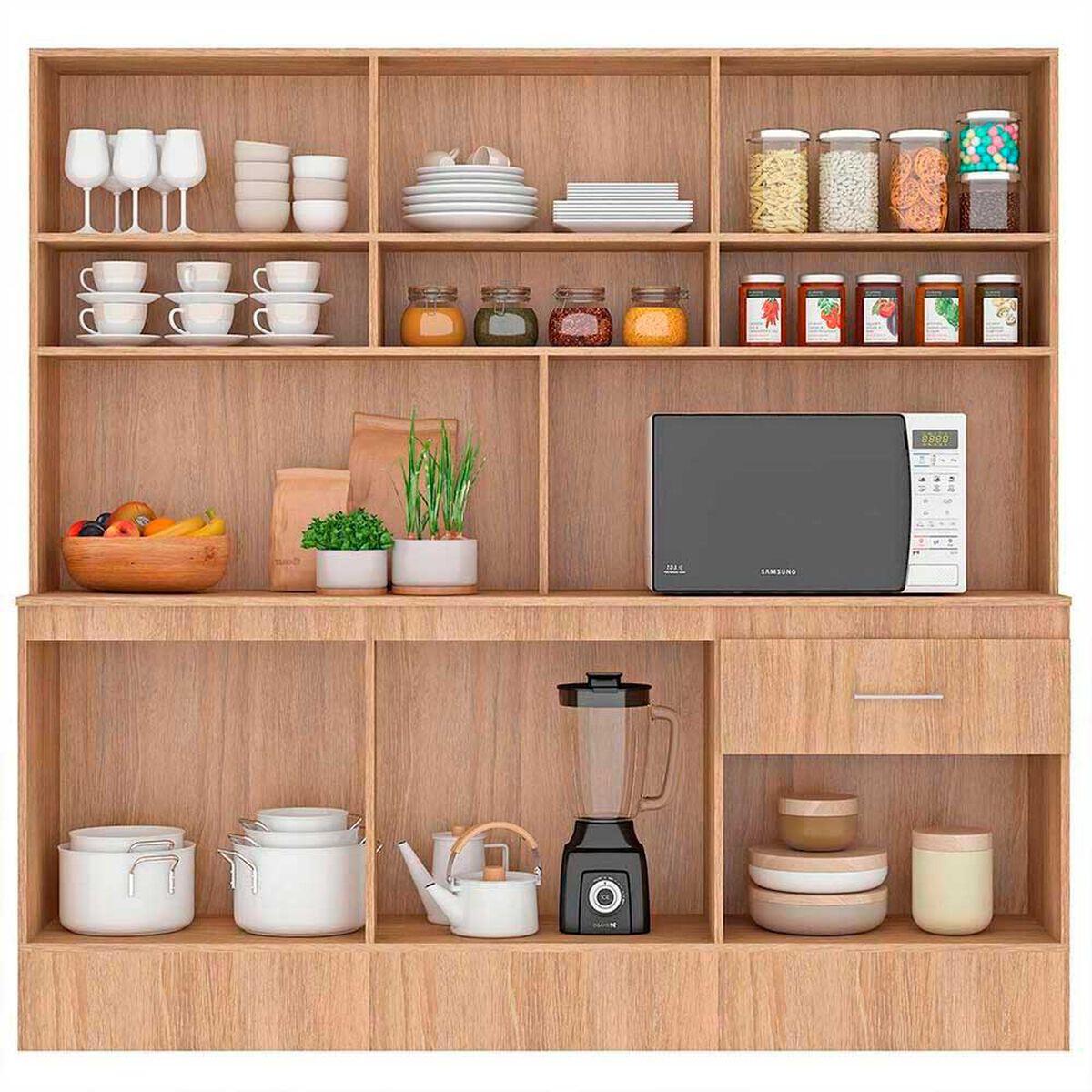 Mueble de Cocina Vekkahome Buck 1 Caj&oacute;n 12 Puertas Caf&eacute;