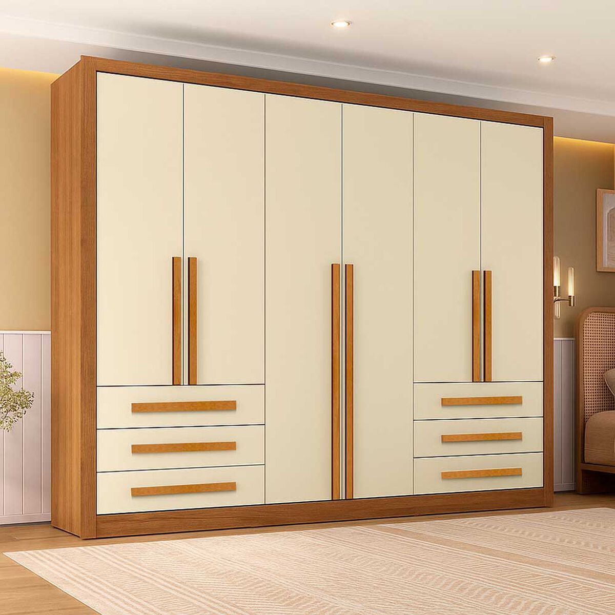 Closet Di Poretti Design Veneto 6 Puertas 6 Cajones Caf&eacute; Blanco