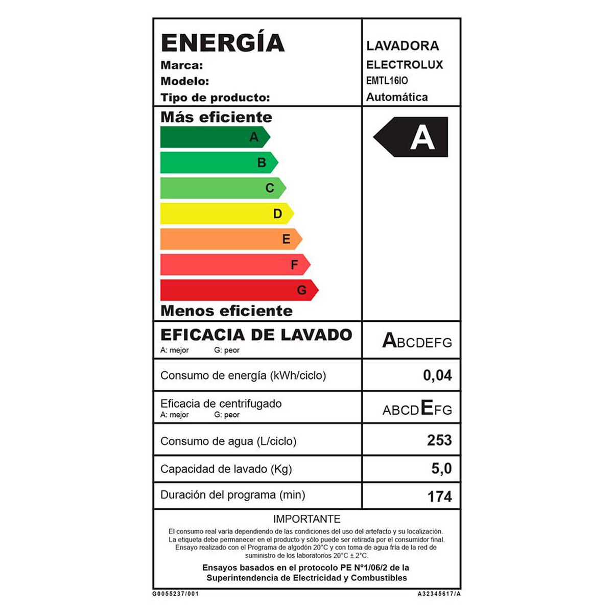 Lavadora Carga Superior Electrolux EMTL16IO 16 kg