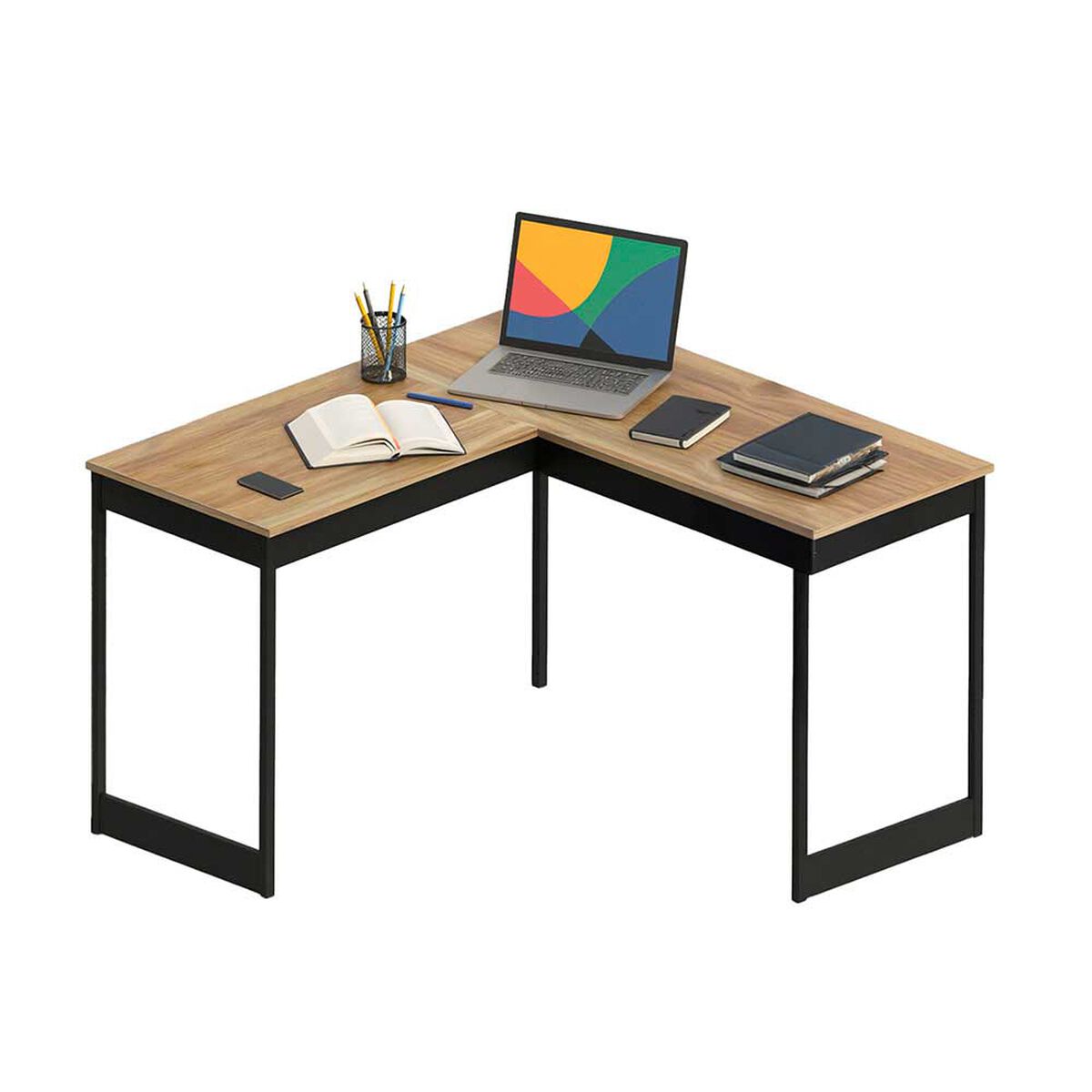 Escritorio Esquinero Vekkahome Met&aacute;lico Caf&eacute; 150X150