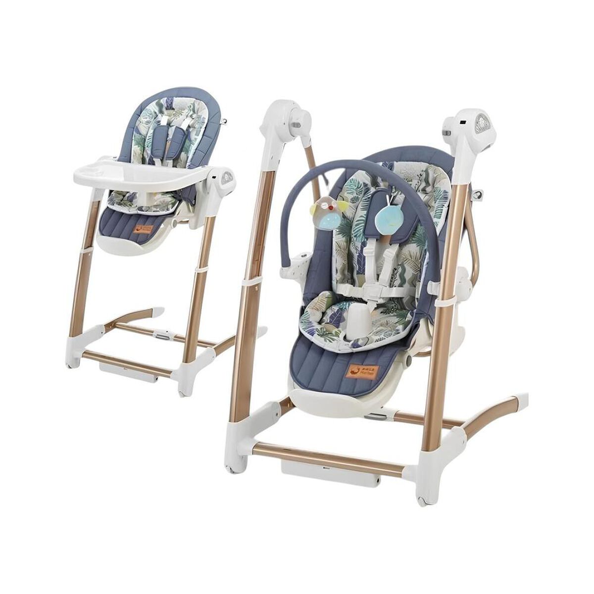 Silla de Comer y  Columpio Mecedor Lujoso Lubabycas Azul