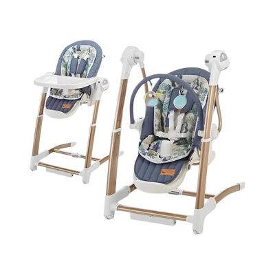 Silla de Comer y  Columpio Mecedor Lujoso Lubabycas Azul
