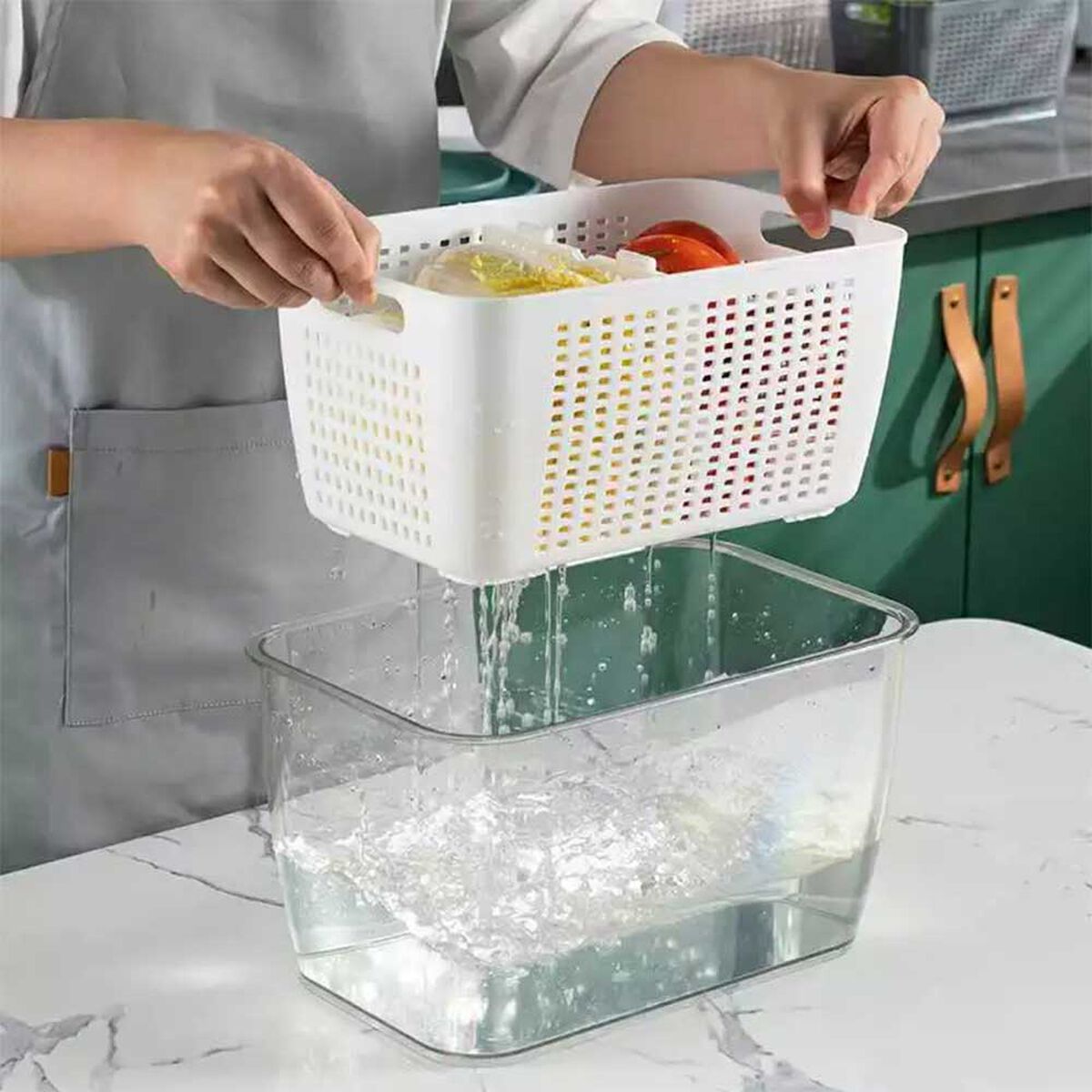 Caja Organizadora Refrigerador con Cesta Grande Simplit
