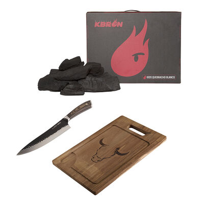 Imagen 1 del producto Set Parrillero Wayu Carbón + Tabla + Cuchillo