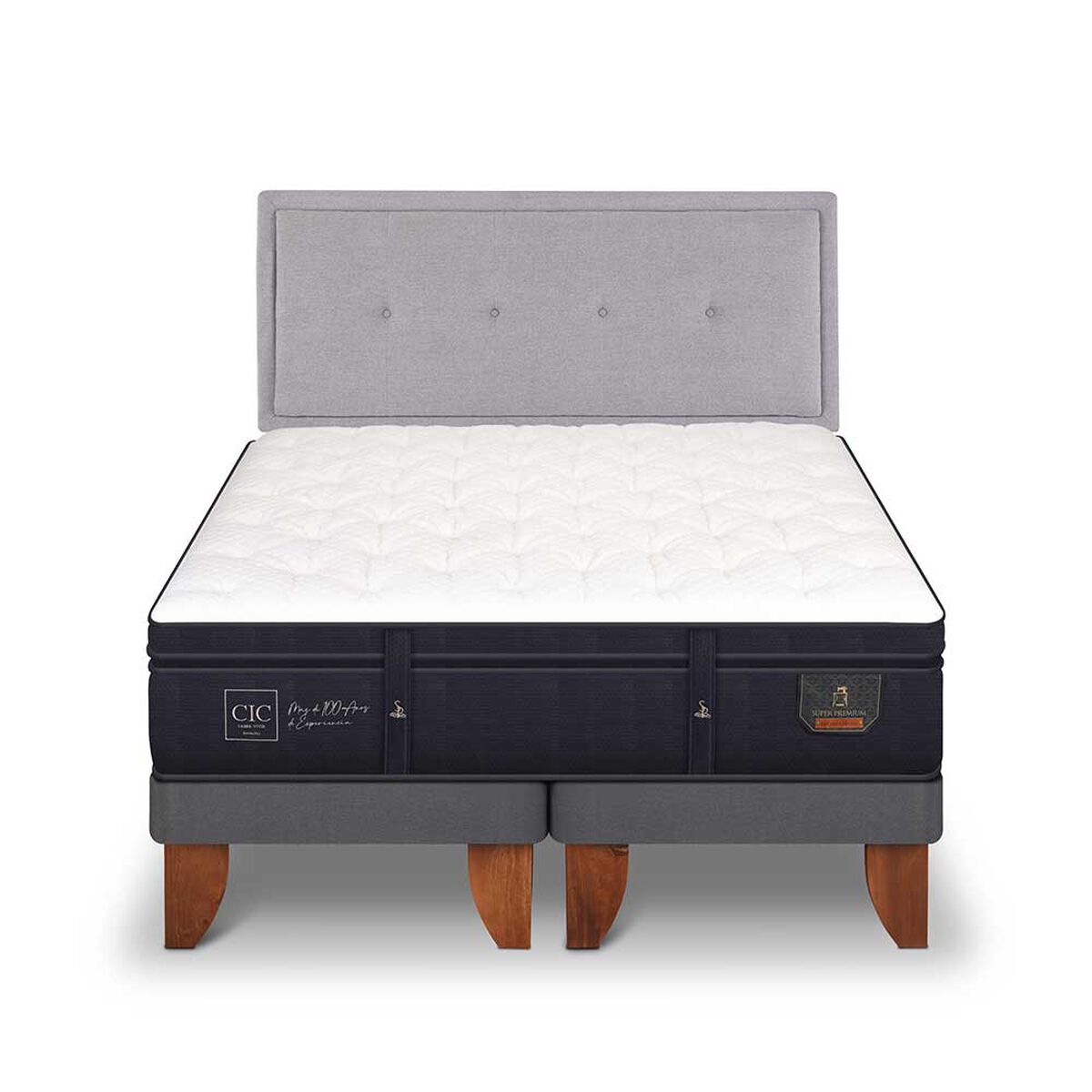 Cama Europea CIC Base Dividida 2 Plazas S&uacute;per Premium + Respaldo