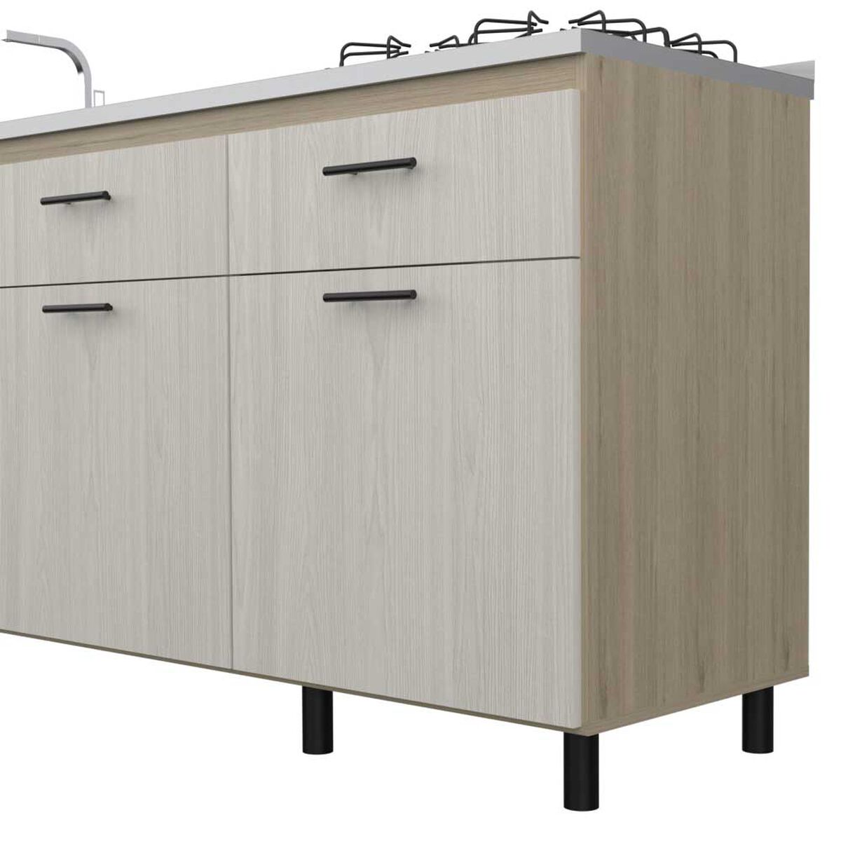 Mueble de Cocina Lavaplatos TuHome Gante 3 Puertas 2 Cajones Rovere Niebla