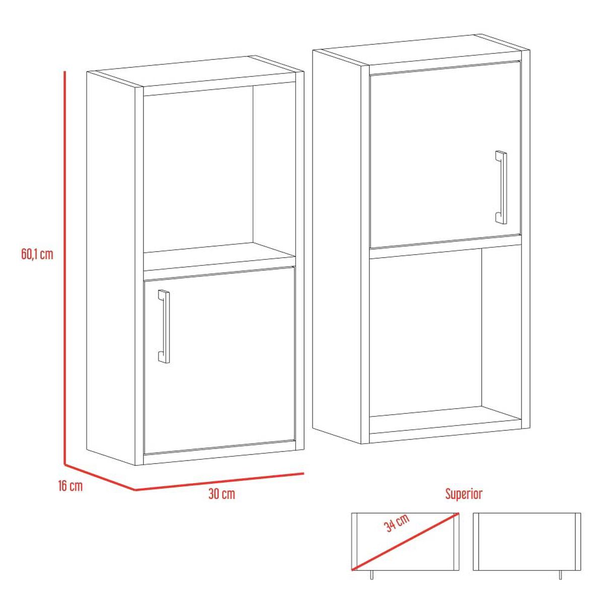 Combo Botiquín + Mueble Lavamanos + Mueble Auxiliar TuHome My Bath Blanco