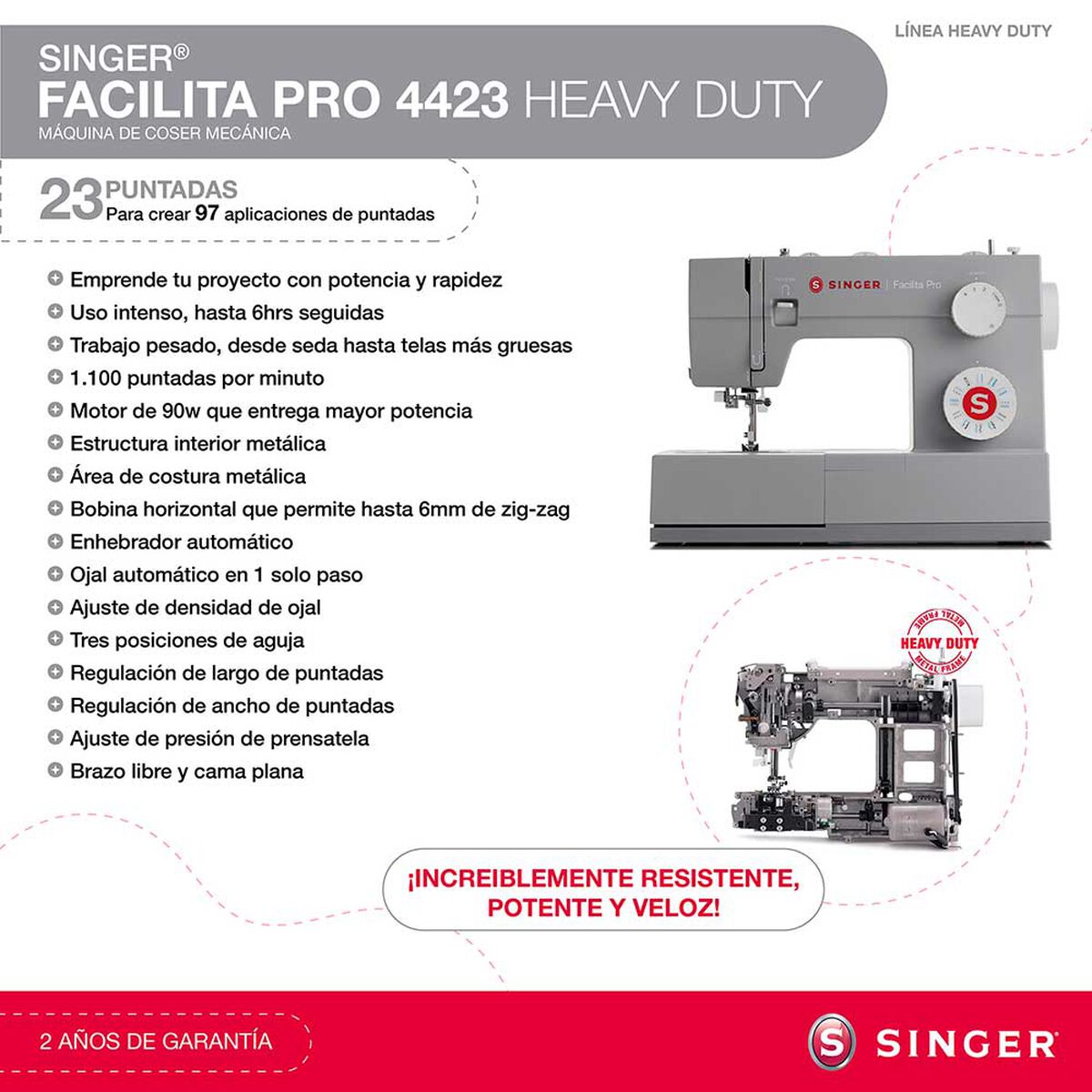 Máquina de Coser Brazo Libre Singer 4423 Facilita Pro