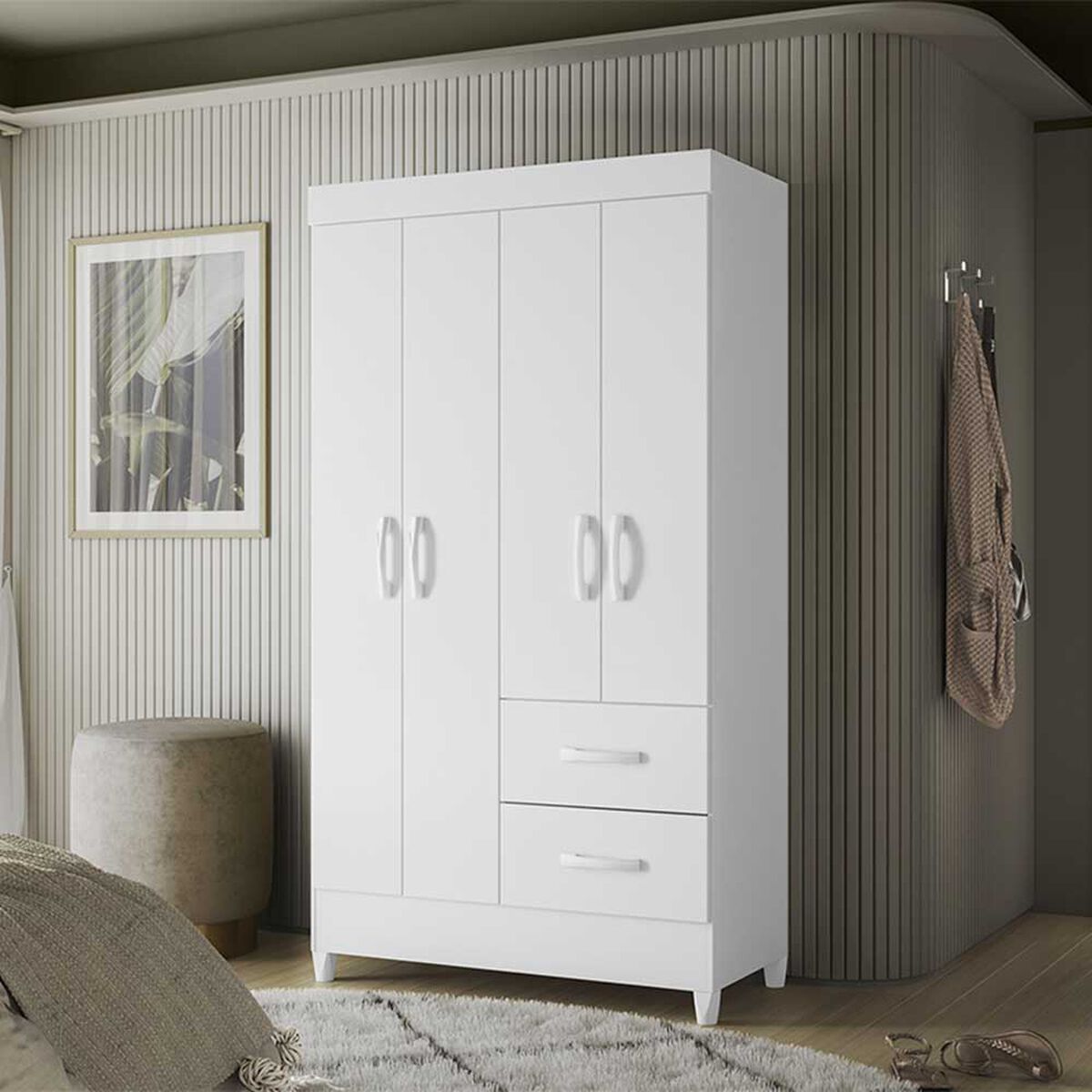Clóset Vekkahome Mobi 4 Puertas 2 Cajones Blanco