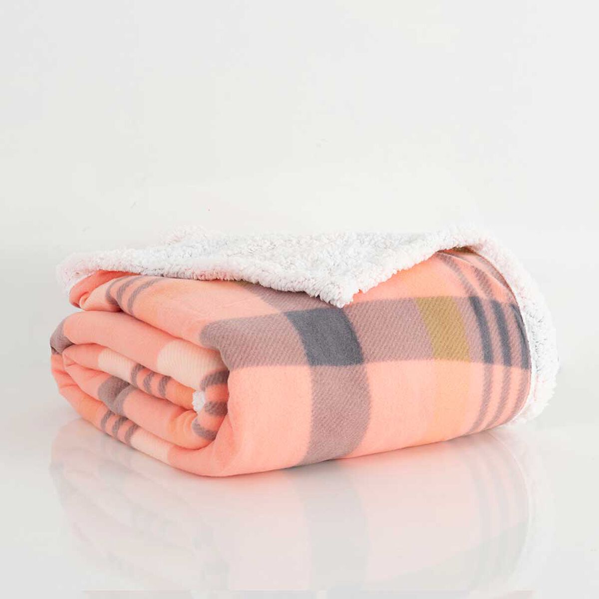 Frazada de Poliéster Mashini 1,5 Plazas Tartan Coral