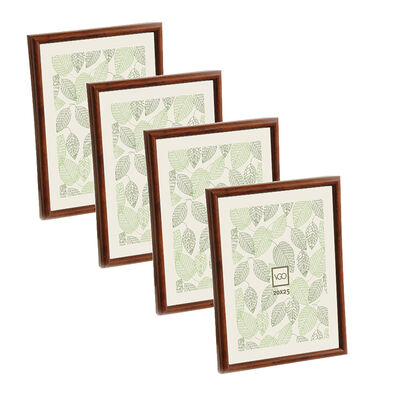 Set X 4 Marco Vgo 20X25 Plástico Simil Madera Café Oscuro