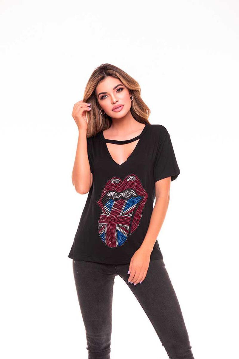 Polera Chocker Mujer Rock Caviar