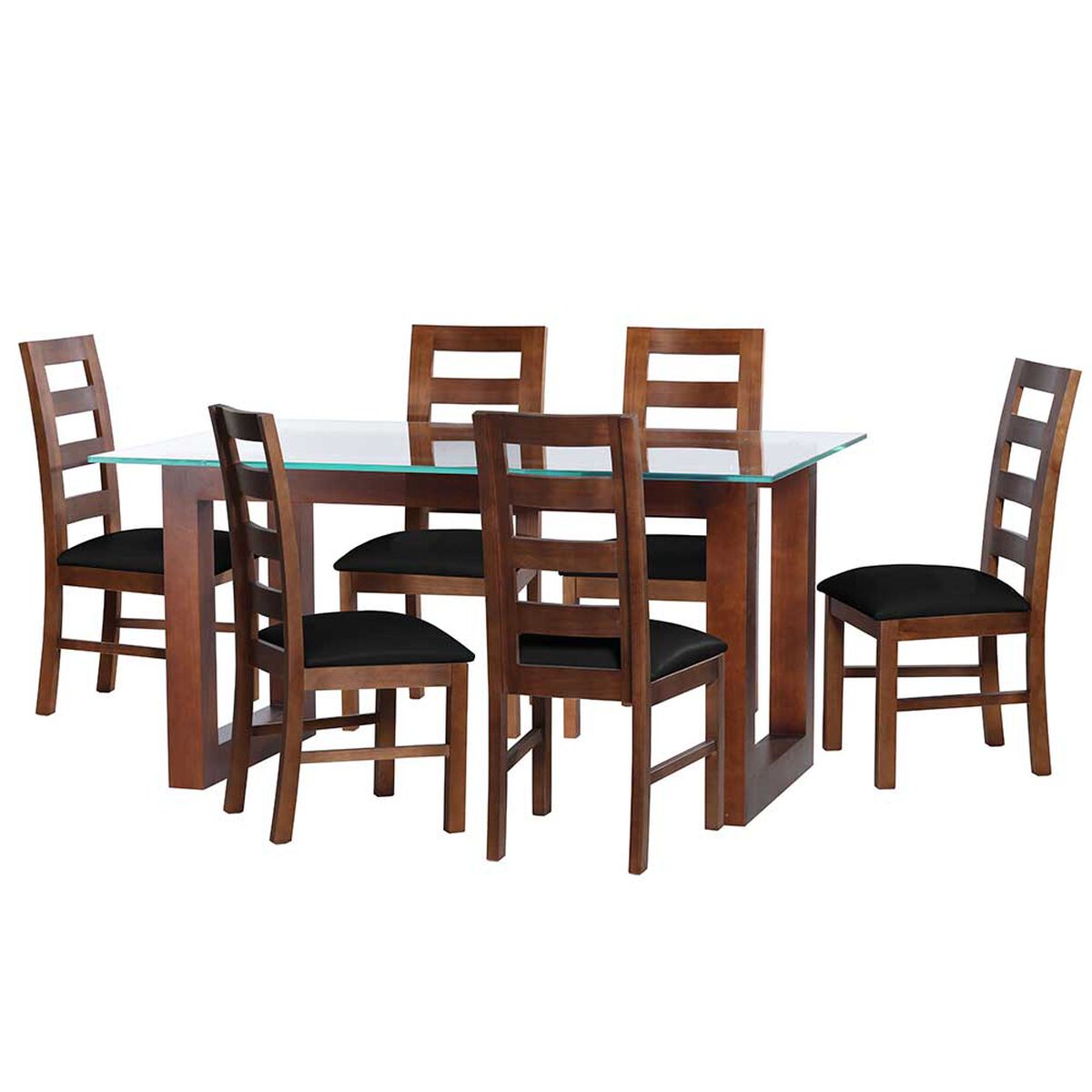 Juego de Comedor Latam Home Pamplona Granada 6 Sillas Cuero Caf&eacute; Moro