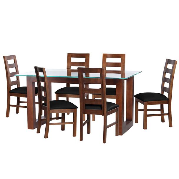 Juego de Comedor Latam Home Pamplona Granada 6 Sillas Cuero Café Moro
