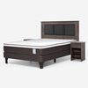 Cama Europea Rosen 2 Plazas New Style 4 Plus + Respaldo Rachel Gris + 2 Veladores
