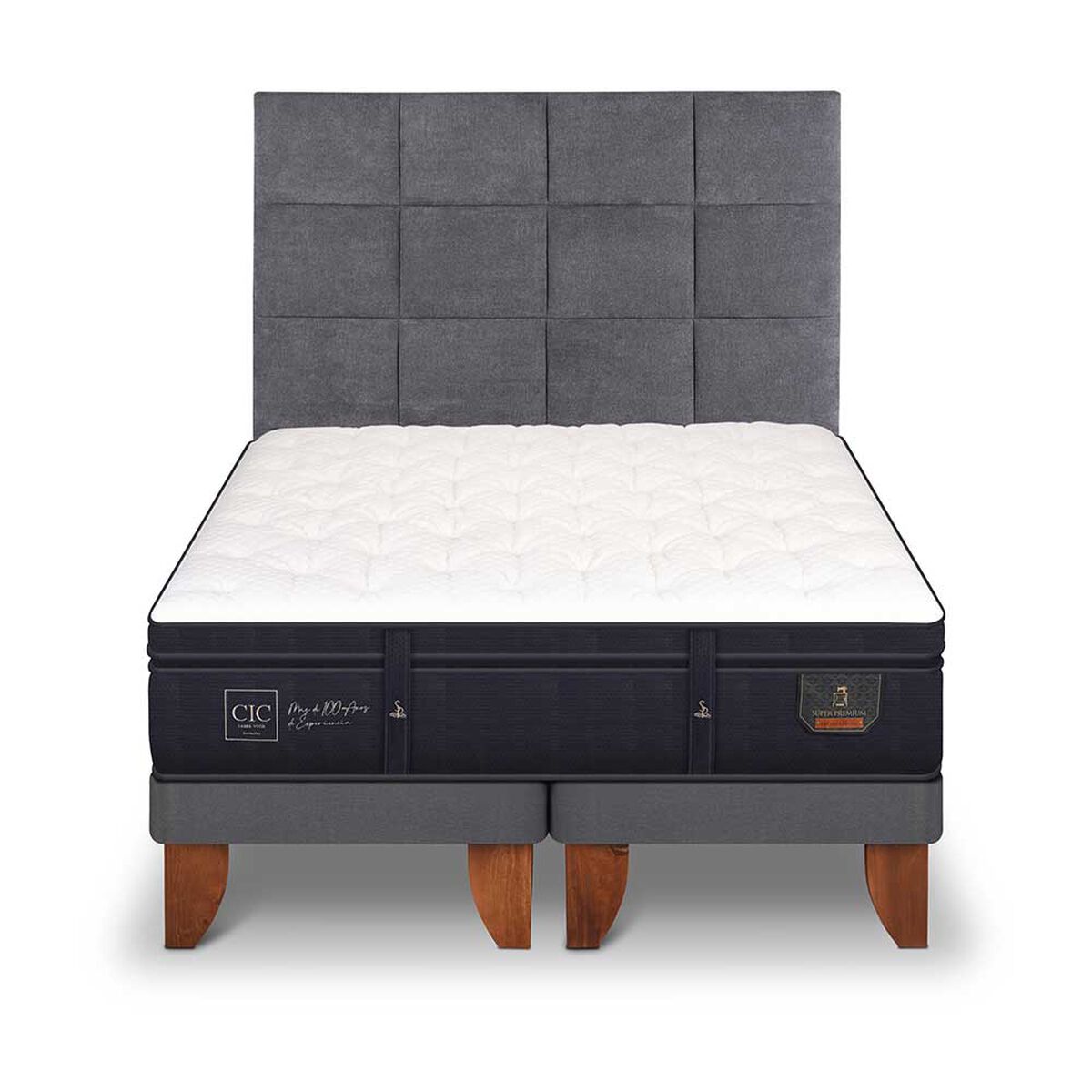 Cama Europea CIC Base Dividida 2 Plazas Súper Premium + Respaldo Tamesis