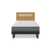 Cama Europea CIC 1,5 Plazas Anatomic + Respaldo Munich Mostaza