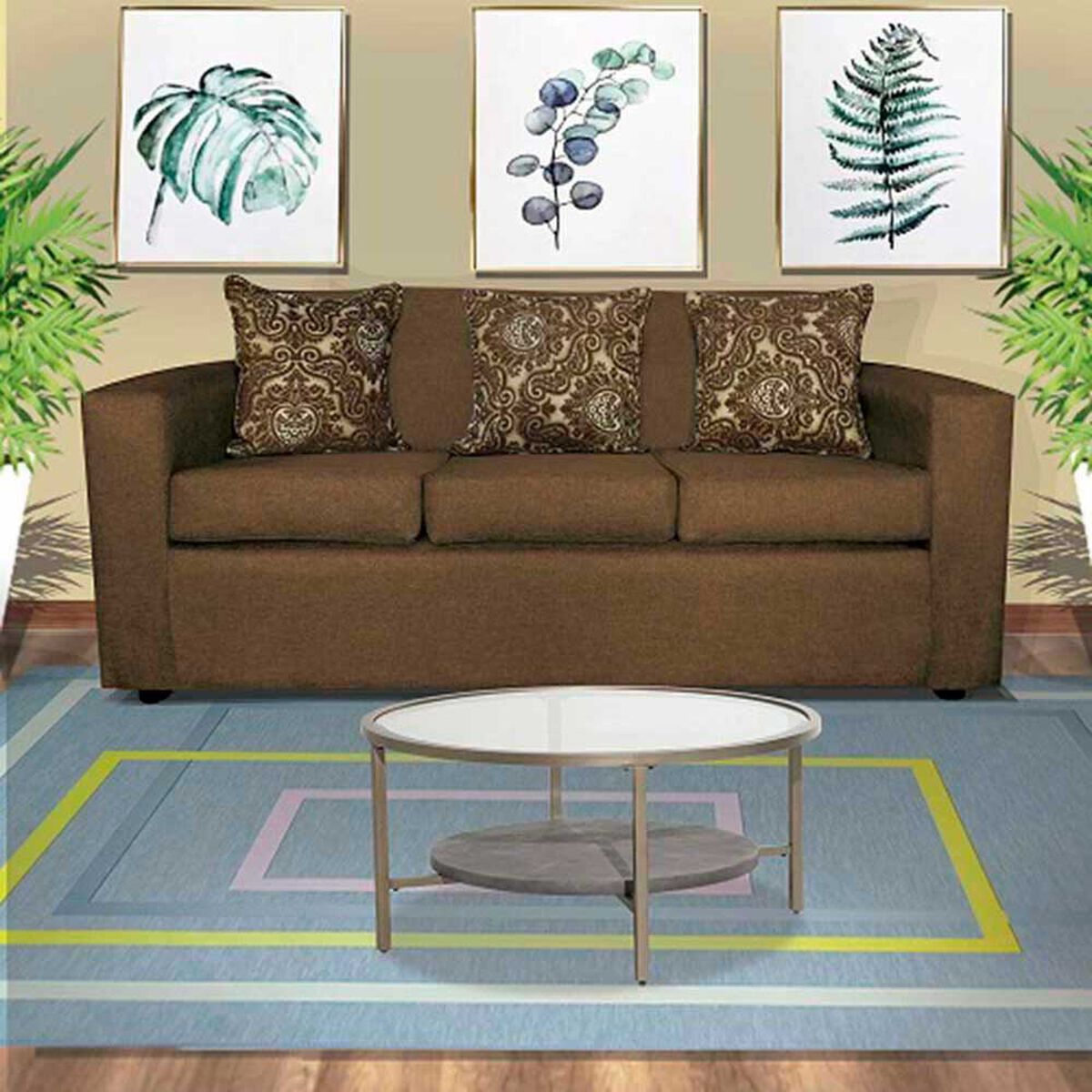 Juego de Living Almore Paris Sof&aacute; 3 Cuerpos + Dos Sillones 1 Cuerpo Caf&eacute;