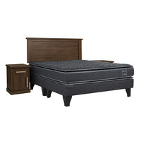 Cama Europea Celta 2 Plazas Black Elite Base Dividida + Set Havana