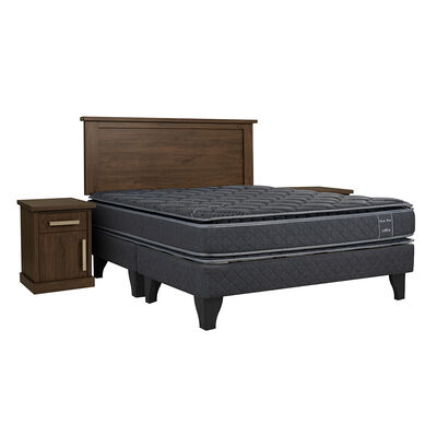 Imagen 1 del producto Cama Europea Celta 2 Plazas Black Elite Base Dividida + Set Havana