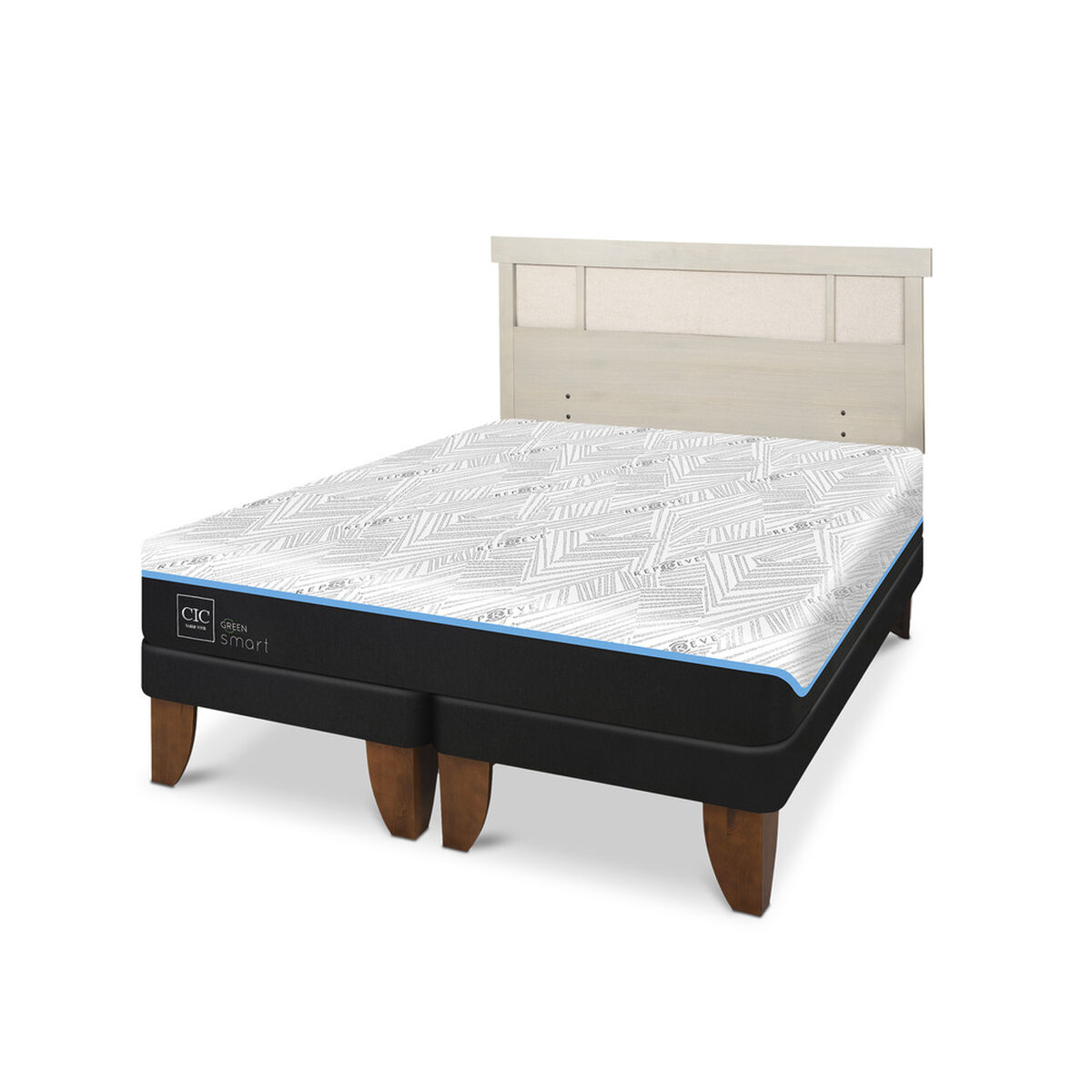 Cama Europea CIC Green Infinity King + 1 Respaldo Dublin Alpino