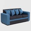 Juego de Living Almore Paris Sofá 3 Cuepos + Dos Pouf 1 Cuerpo Azul Negro