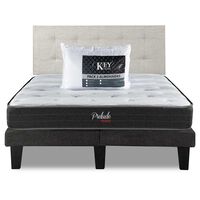 Combo Cama Europea Prelude Radiant 2 Plazas Normal + Respaldo Urban Arena + Pack Almohadas