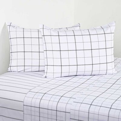 Imagen 1 del producto Juego de Sábanas Elements & Co 200 Hilos 2 Plazas Squard Blanco