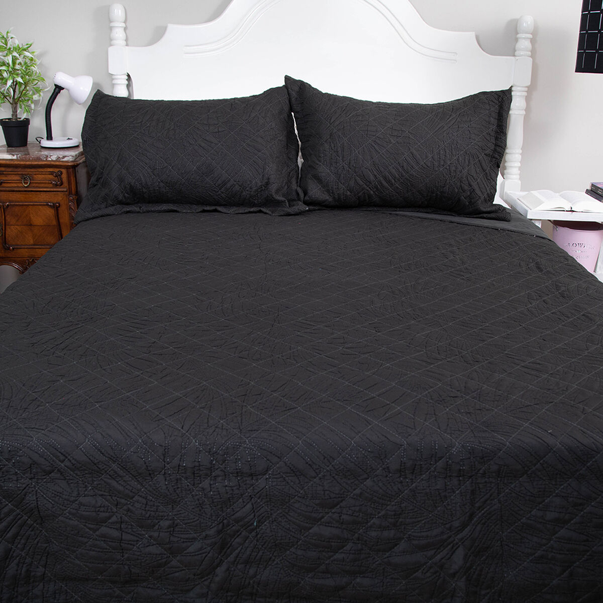 Quilt Doral 2 Plazas Negro Bubbly