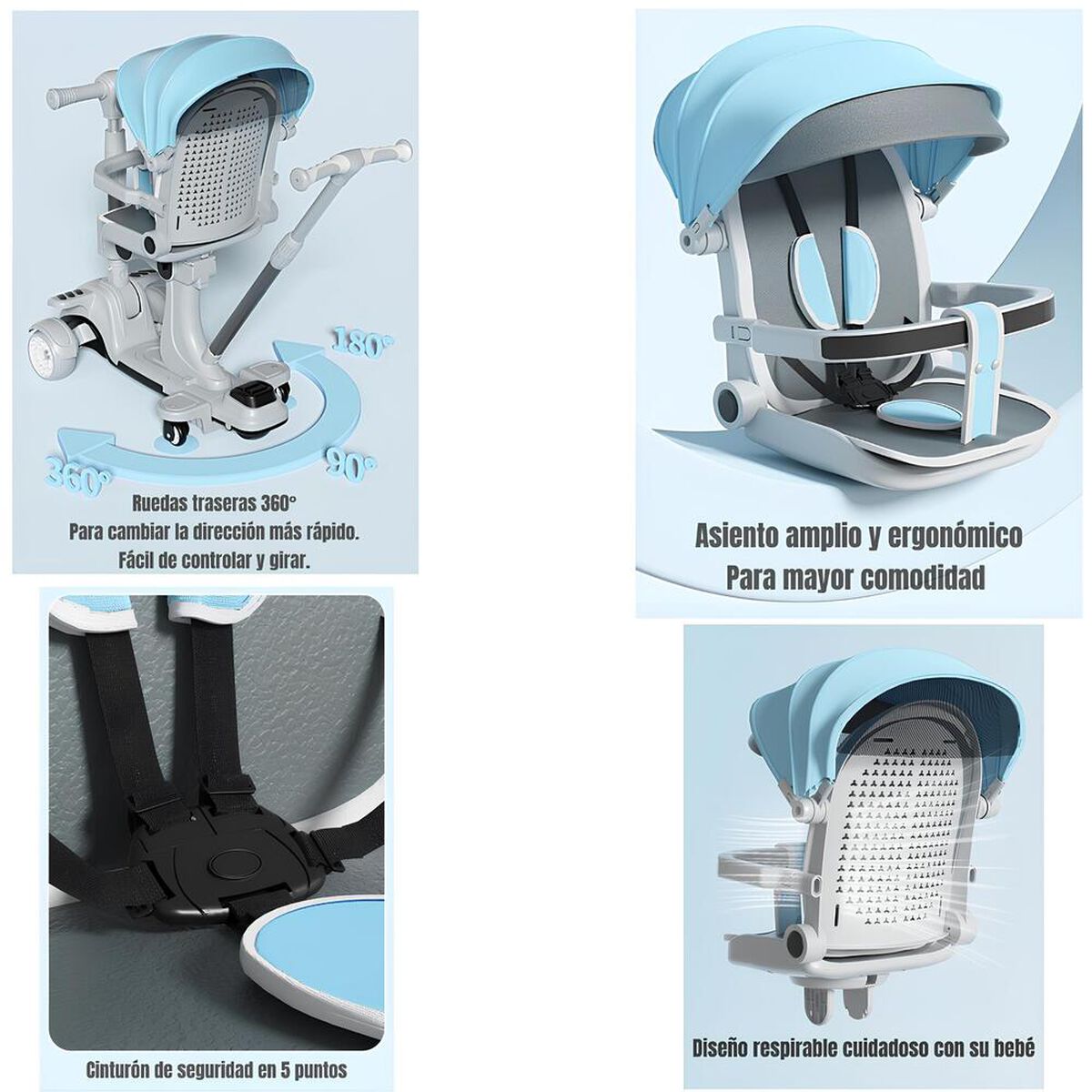 Triciclo Scooter 2 en 1 LuBabycas Azul LuBabycas