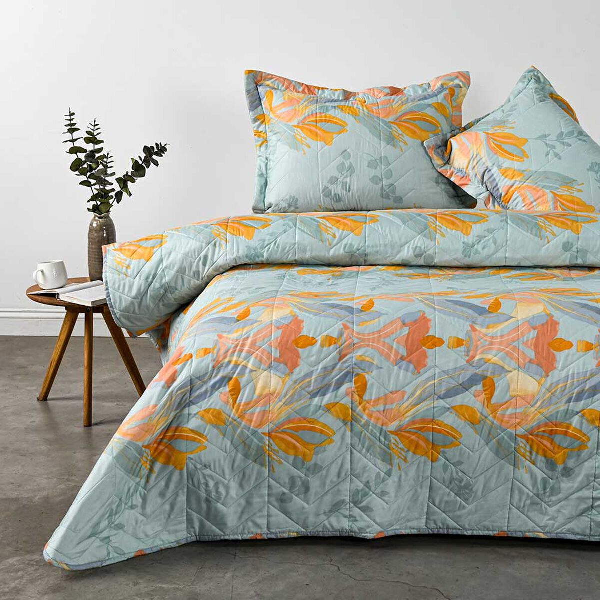 Quilt Estampado American Family 2 Plazas Aquamarine