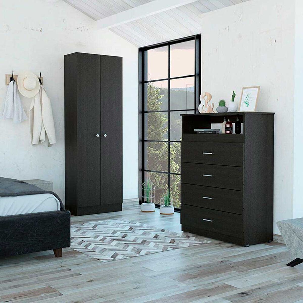 Set Cl&oacute;set 2 Puertas + C&oacute;moda 4 Cajones