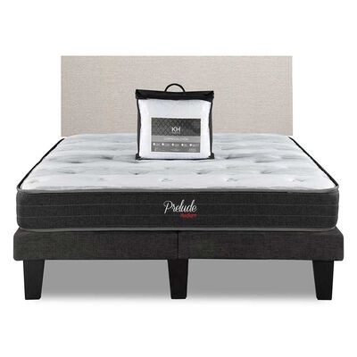 Imagen 1 del producto Combo Cama Europea Prelude Radiant 2 Plazas Normal + Respaldo Praga Arena + Cubre Colchón