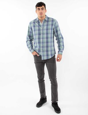 Imagen 2 del producto Camisa Tartán Manga Larga Hombre Cutback Celeste