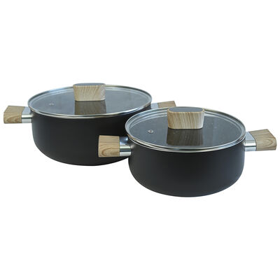 Set Cacerolas Aluminio Prensado Doral Satellite 20 y 24 Litros Negro