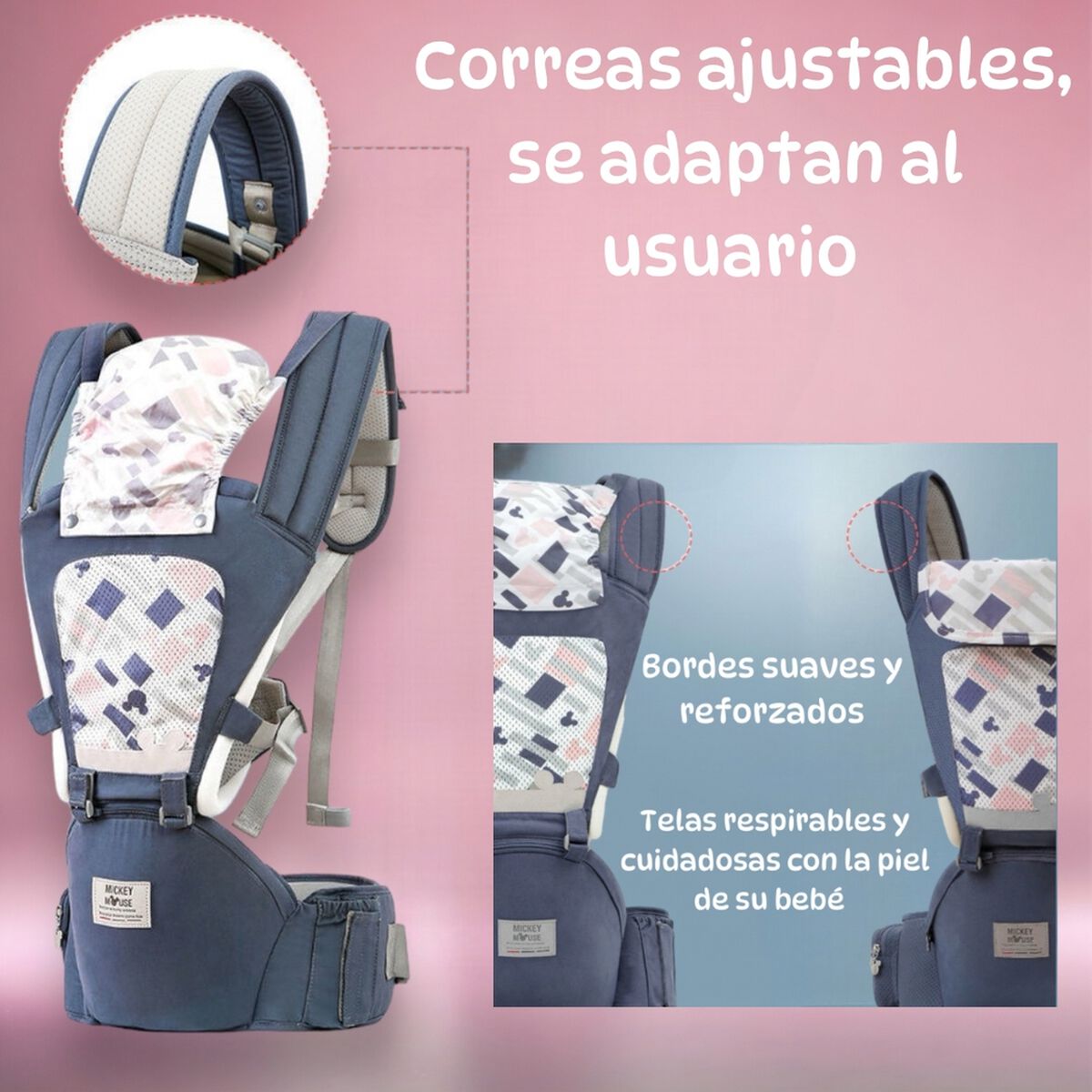 Portabebé Ergonomico 6 en 1 Rosado By Lubabycas