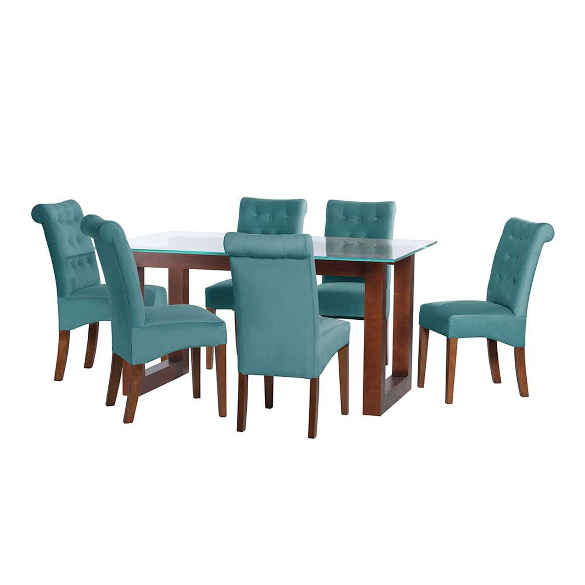 Juego de Comedor Latam Home Pamplona Oviedo 6 Sillas Velvet Pistacho