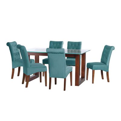 Juego de Comedor Latam Home Pamplona Oviedo 6 Sillas Velvet Pistacho