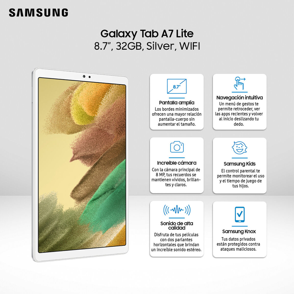 Tablet Samsung SM-T220 Galaxy Tab A7 Lite Octa Core 3GB 32GB 8,7" Plateado