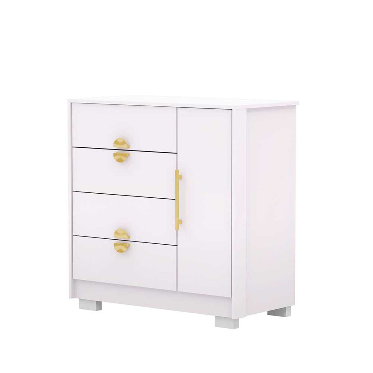 C&oacute;moda Vekkahome Bella 4 Cajones 1 Puerta Blanca