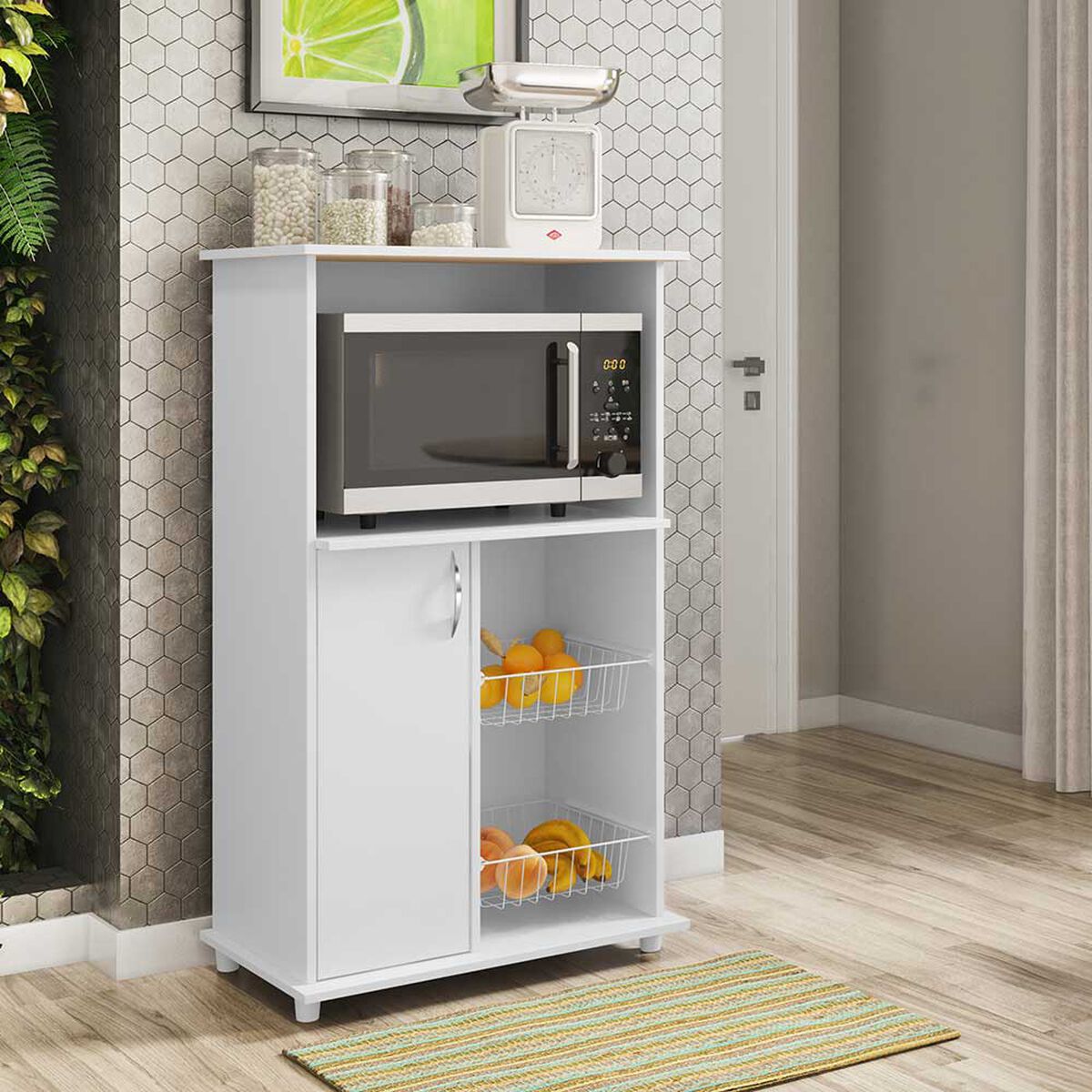 Mueble para Microondas Home Mobili Veles Blanco 1 Puerta