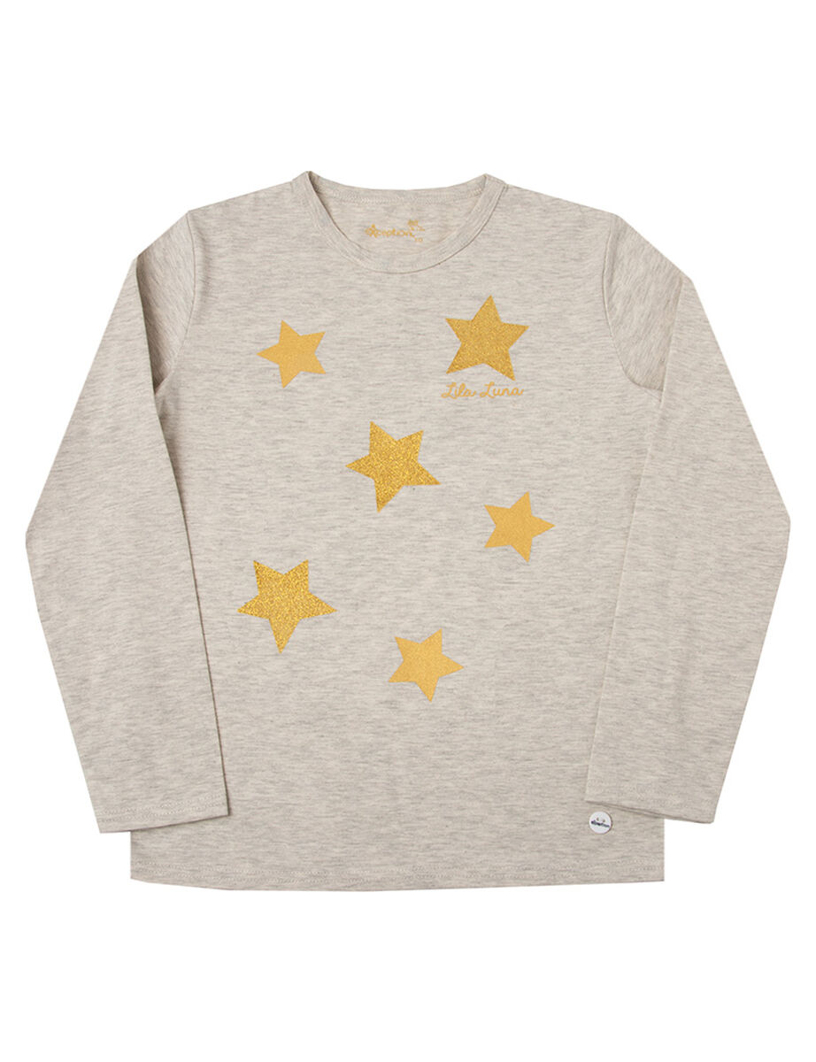 Polera de Algodón Estrellas Glitter Niña Exception