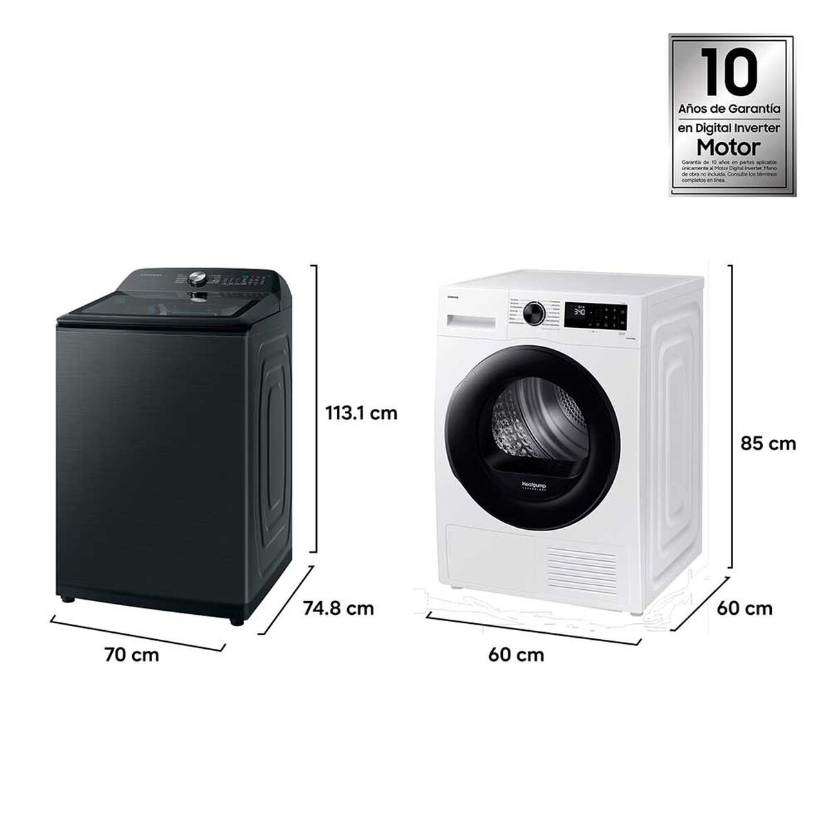 Lavadora Carga Superior Samsung 22 kg + Secadora Bomba de Calor 9 kg